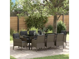 Vidaxl Conjunto De Jantar Para Jardim 9 Unid. Cinzeto Vime Pe