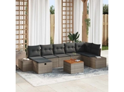 Vidaxl Conjunto De Sofá De Jardim Com Almofada 8 Pcs Cinzeto Vime Pe