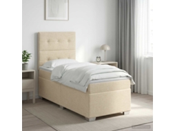 Vidaxl Cama Box Spring Com Colchão Creme 80 X 200 Cm Tecido