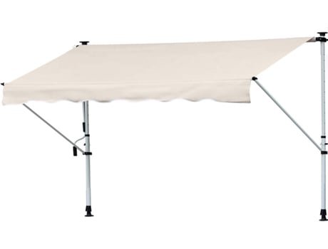 Outsunny Toldo Manual Retrátil para Exterior 400x120x170-280cm Toldo Enrolável Altura Ajustável com Manivela Proteção Solar para Terraço Balcão Jardim Marrom Claro