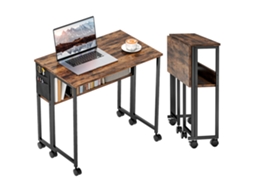 Escrivaninha Dobrável com Prateleira e Sacola, Rustic Brown, 80x50cm | S/MARCA