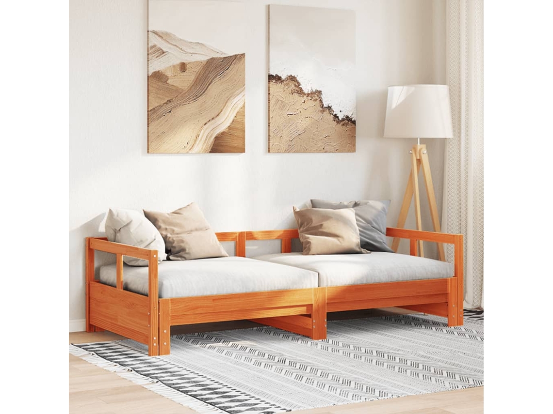 Vidaxl Sofá-cama Sem Colchão 90x190 Cm Pinho Maciço Castanho-mel