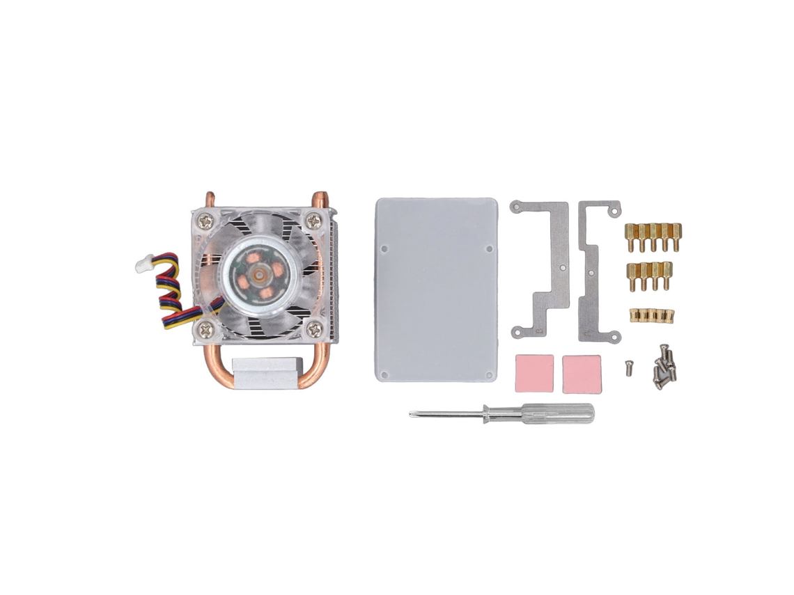 Cooler De Cpu Para Pi 5 Com Ventoinha 4 Pinos, Led Rgb, Base De Liga De Alumínio, Baixo Ruído, 5v