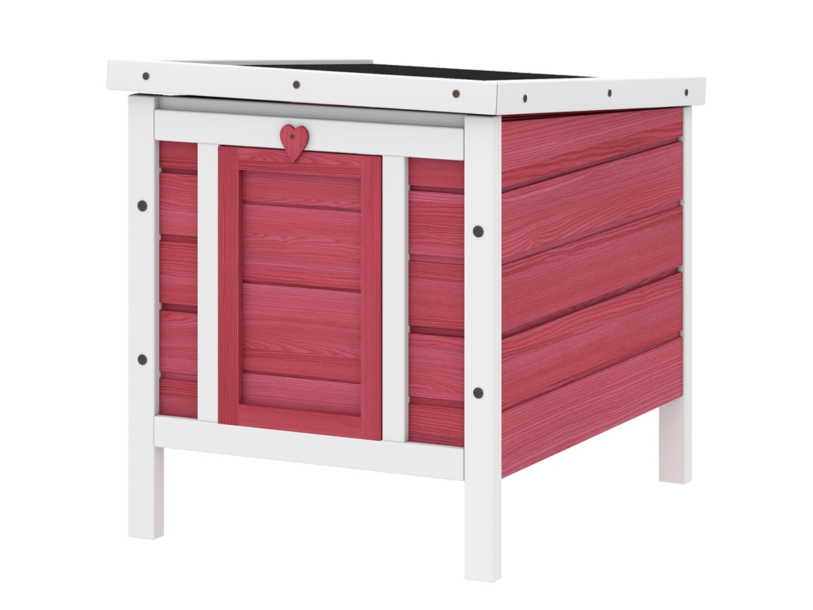 Coelheira De Madeira Exterior Para Roedores Animais De Estimação Pequenos Com Teto Asfáltico E Rampa Antiderrapante 42x51x43cm Vermelho