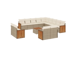 Conjunto de 14 Sofás P/ Jardim com Almofadões Vime Pe Bege MAISON EXCLUSIVE (14 pcs)