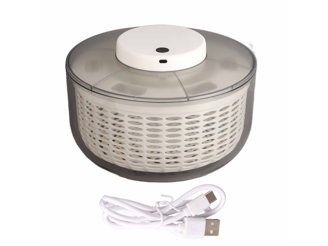 Centrífugo de Salada Elétrico 500rpm Lavador Secador Legumes Frutas 6000ml (27x27x17cm) S/MARCA