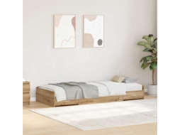 Vidaxl Estrutura Da Cama Com Gaveta Carvalho Artesanal 100 X 200 Cm