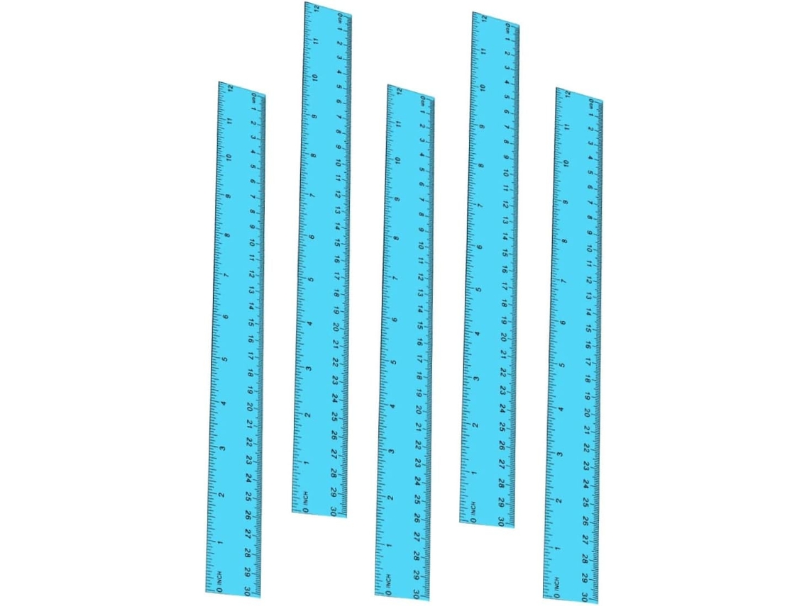 Lurelia Régua Plástica 5 Peças 30 Cm Com Resistente Para Escola