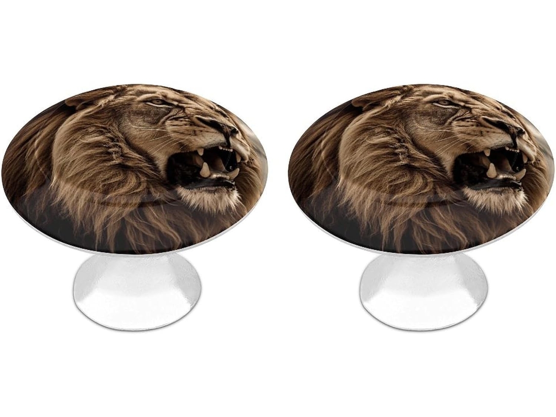 Conjunto De 2 Puxadores Aço Inoxidável Para Armários Cozinha, Com Design Personalizado De Leão Bravo Ideais Para Gavetas