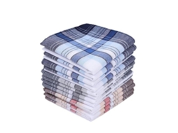 Pacote com 12 Lenços de Algodão Masculinos, 40x40 Cm, com Estampa Xadrez Clássica a 12 Unidades AQUAFORGE