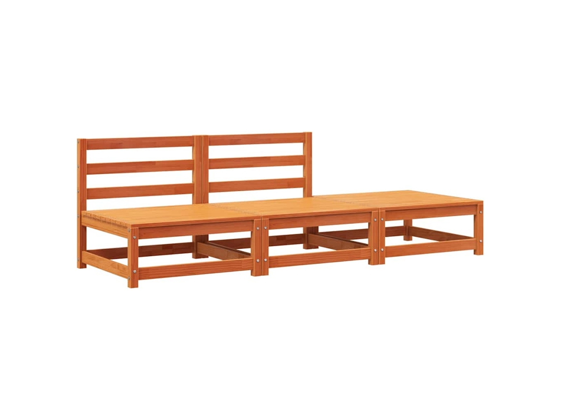 Maison Exclusive - Sofá Jardim S/ Braços C/ Apoio Pés Pinho Maciço Castanho-mel