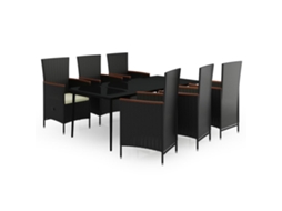 Garden Dining Set, Garden Dining Sets Vidaxl Preto Rattan / Vime (200 Cm Table Length)