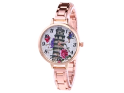Reloj De Cuarzo Unisex Con Correa De Acero Casual Zhoulianfa (oro Rosa)