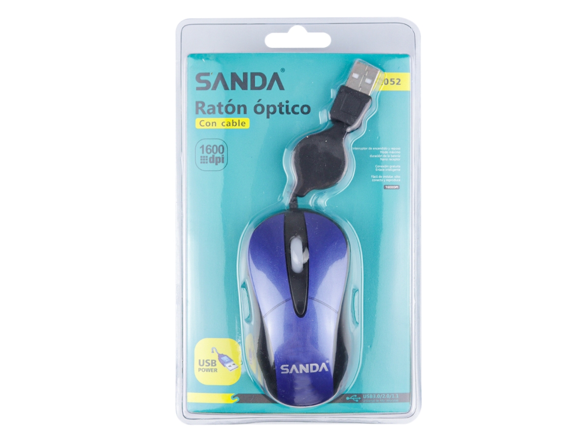 Rato Extensível 1600Dpi SANDA Sd-2052 Azul