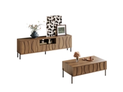 Conjunto Madeira Ondulada, Mesa Centro + Tv, Eixo Natural. -ol