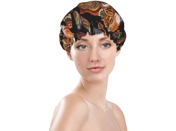 Touca De Banho Feminina, Reutilizável, Impermeável, Dupla Camada, Com Elástico, Ideal Para Cabelos Longos, Com Estampa