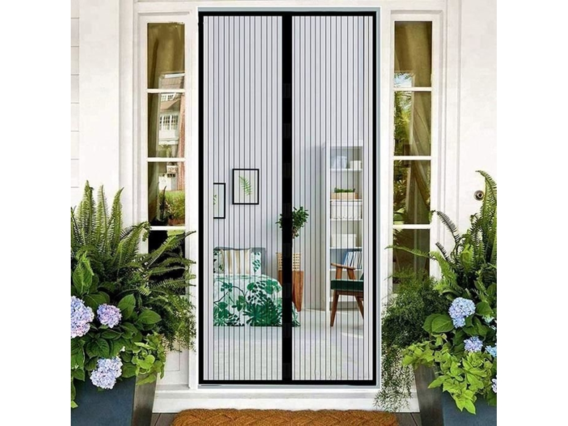 Cortina De Porta Magnética/porta Mosquiteira Magnética Para Portas De Janela Anti-mosquitos Voa Preto 140x240 Cm*