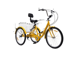 Triciclo Amarelo Para Adultos, Sistema De Engrenagem De 7 Velocidades, Cesta Traseira Espaçosa,amarelo Oem
