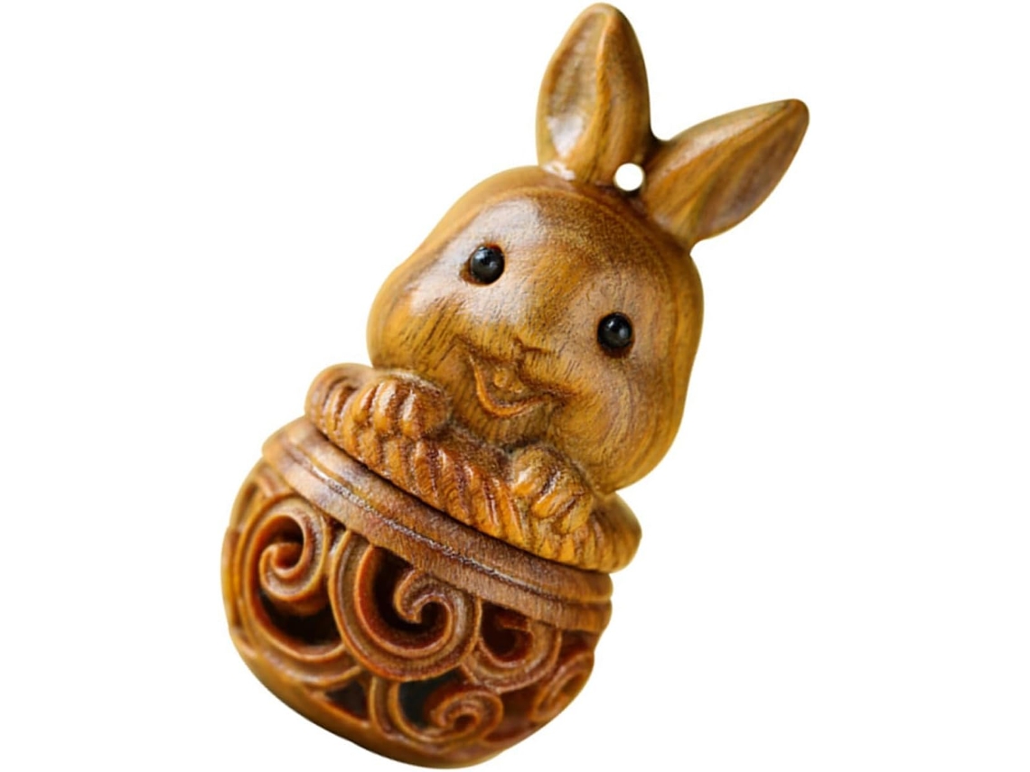 Pingente De Coelho De Madeira Para Carro, Decoração Para Pendurar