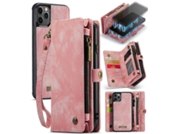 Capa Para Iphone 11 Pro Max, Capa Tipo Carteira Com Suporte Magnético Removível E Três Dobras, Com Zíper De Couro Feito À Mão E Tpu