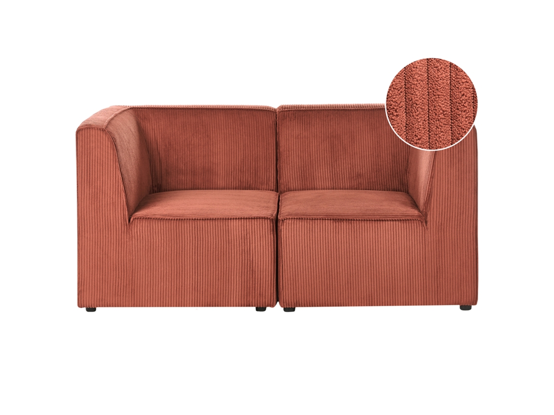Sofá Modular Moderno Beliani Lemvig De Bombazine Castanho Dourado 166x83x78