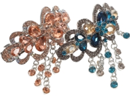 2 Presilhas de Cabelo Infantis com Borla Metálica de Strass, Fixação Firme