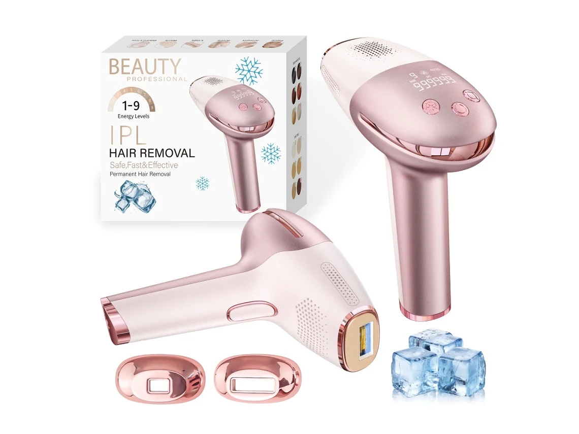 Aparelho De Depilação Ipl Com Resfriamento E Efeito Gelo, 3 Em 1, Indolor, Com Modos Hr/sc/ra, 9 Níveis De Energia, Flash Automático E Manua
