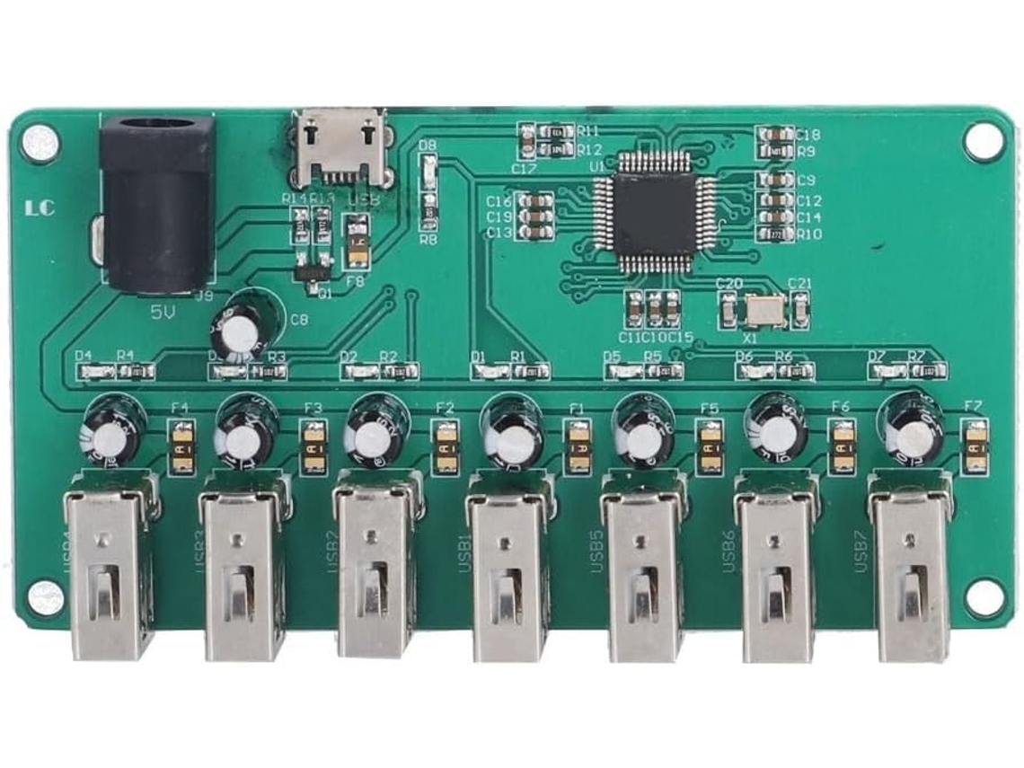Hub Usb 2.0 De 7 Portas, Módulo Pcb Plug And Play 5v Dc Com Indicador