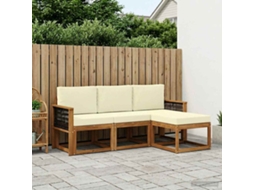 Vidaxl Conjunto De Sofás Para Exterior 4 Unid. Natural E Creme