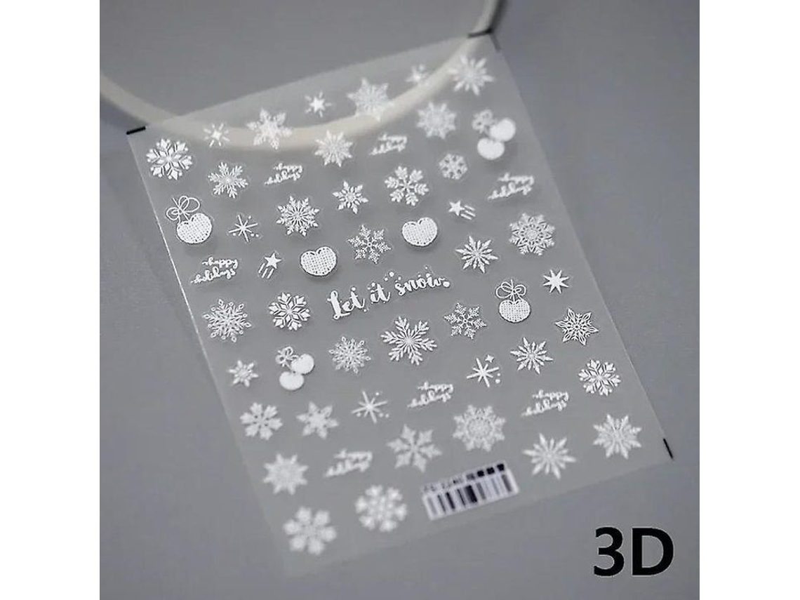 Adesivo de Unha 3d Natalino Laser Floco de Neve Brilhante com Cristal 5d Autoadesivo