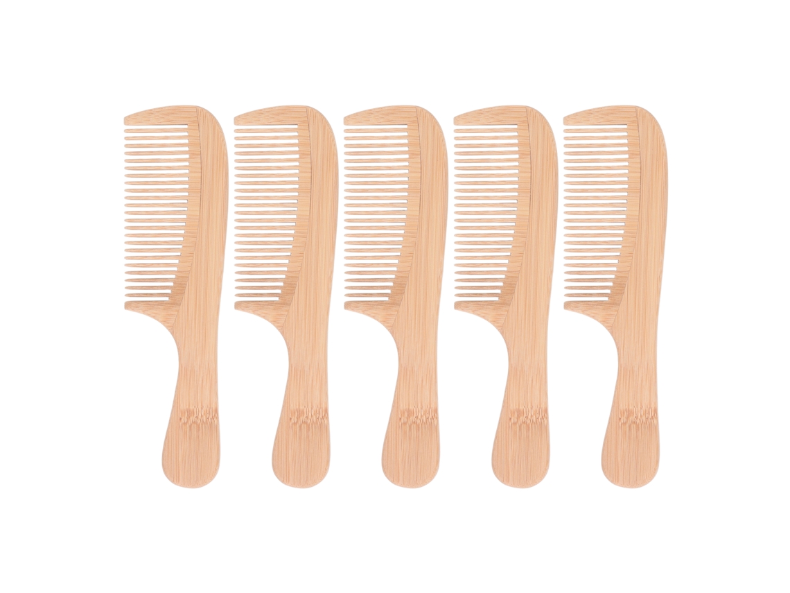 2026 5 Peças de Pente de Bambu Antiestático com Dentes Redondos e Fragrância, Pente de Bambu com Dentes Largos para Salão