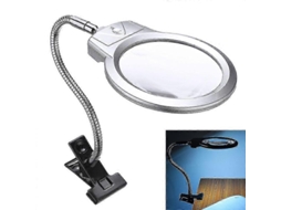 Lupa De Mesa Com Presilha, Lente Grande E Iluminação Led, Lupa Para Joias. Aquaforge