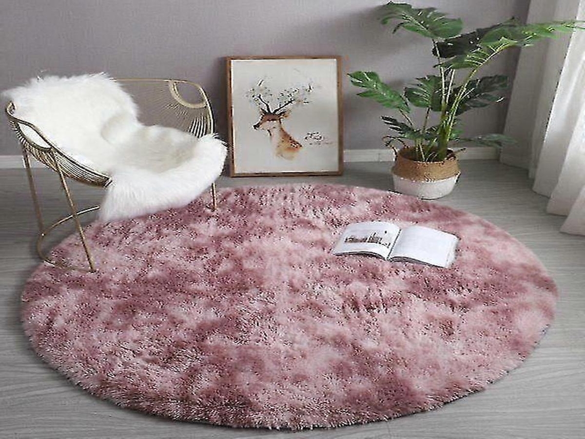 Lurelia Tapete Redondo Infantil Macio Pvc Poliéster Rosa Roxo Sala Quarto R665