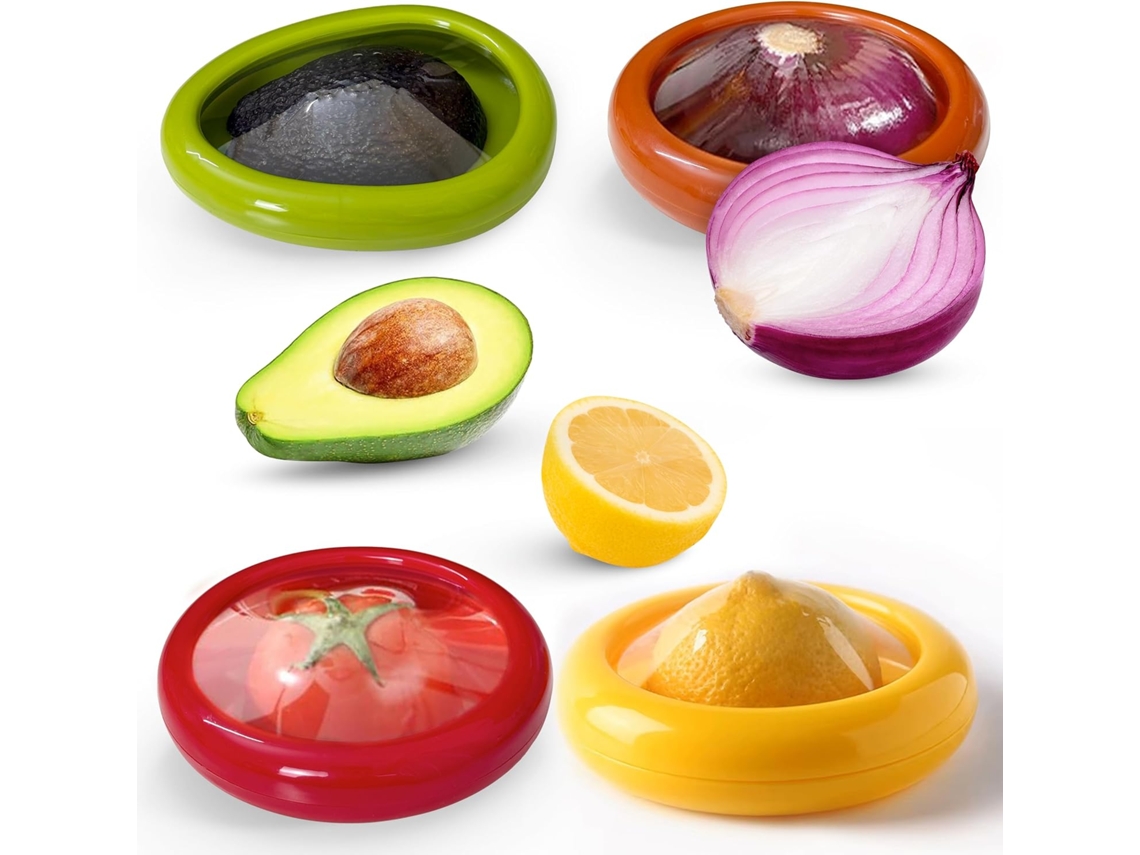 Conjunto De 4 Recipientes Reutilizáveis Para Armazenamento De Alimentos, Abacate, Cebola E Tomate Para Geladeira