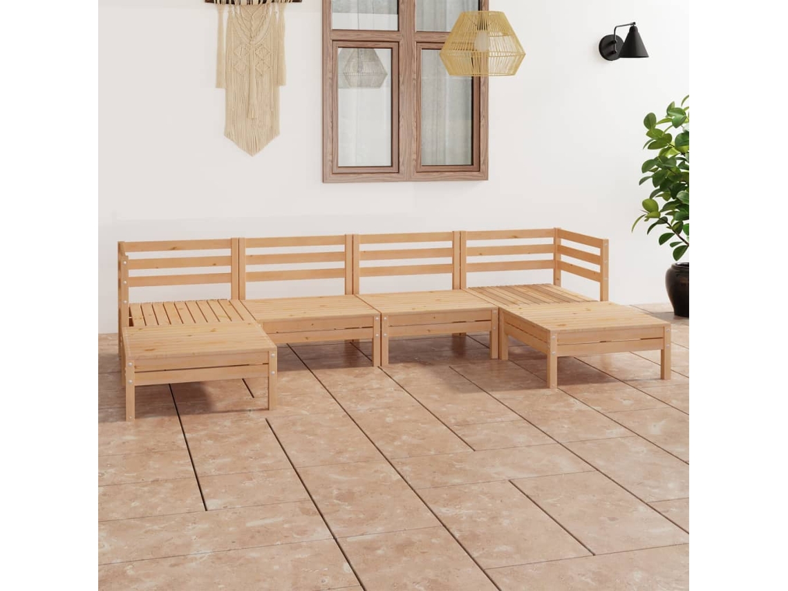 Pcs Conjunto Lounge De Jardim Pinho Maciço Dkd Home Decor