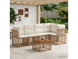Vidaxl Conjunto De Sofás Para Exterior 6 Unid. Natural E Branco Creme