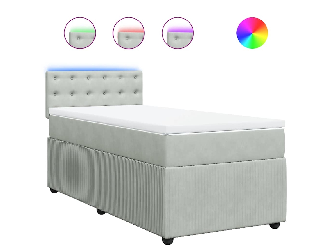 Cama com Molas/colchão 80x200 Cm Veludo Cinza claro MAISON EXCLUSIVE