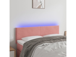 Vidaxl Cabeceira De Cama C/ Luzes Led Veludo 144x5x78/88 Cm Rosa