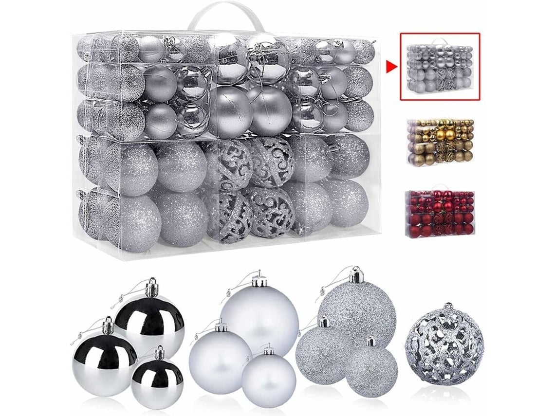 100 Pcs Bolas de Natal Prateadas RNEMITERY