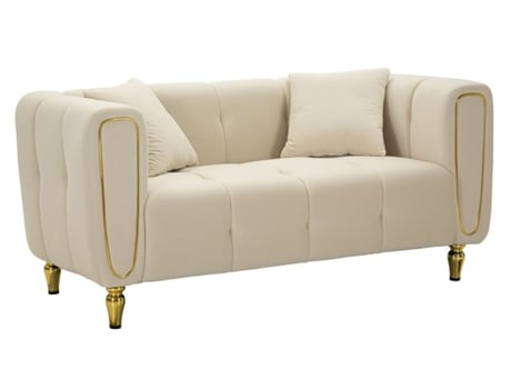 Sofá Alma Creme Com Almofadas Cm 155x81x71 Mauro Ferretti