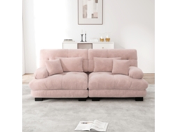 Sofá De Canto Cloud - Chenille Com 2 Almofadas Lombares E 2 Almofadas Decorativas - Rosa