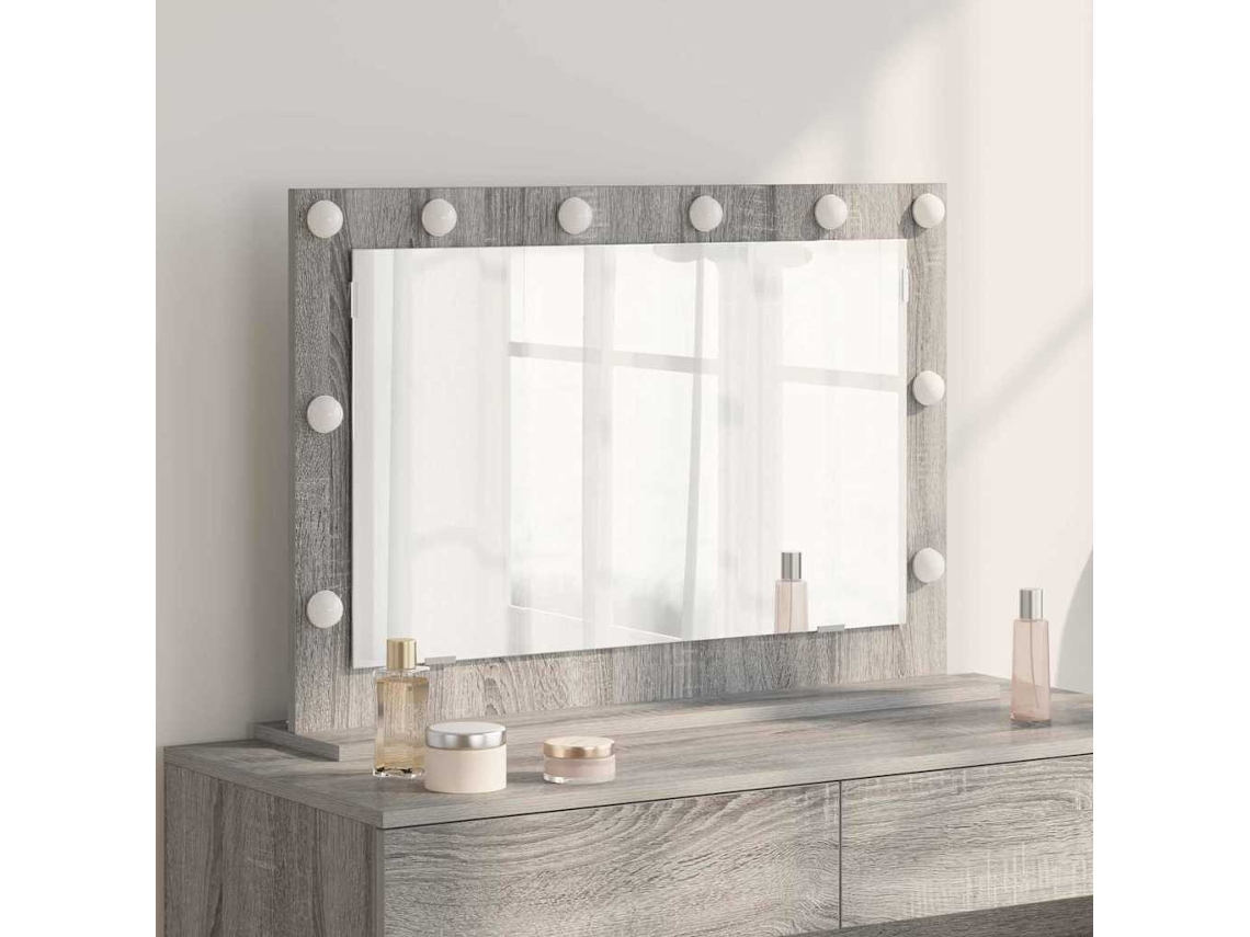 Vidaxl Espelho De Vaidade Cinza Sonoma 80 X 55 X 18 Cm Retangular