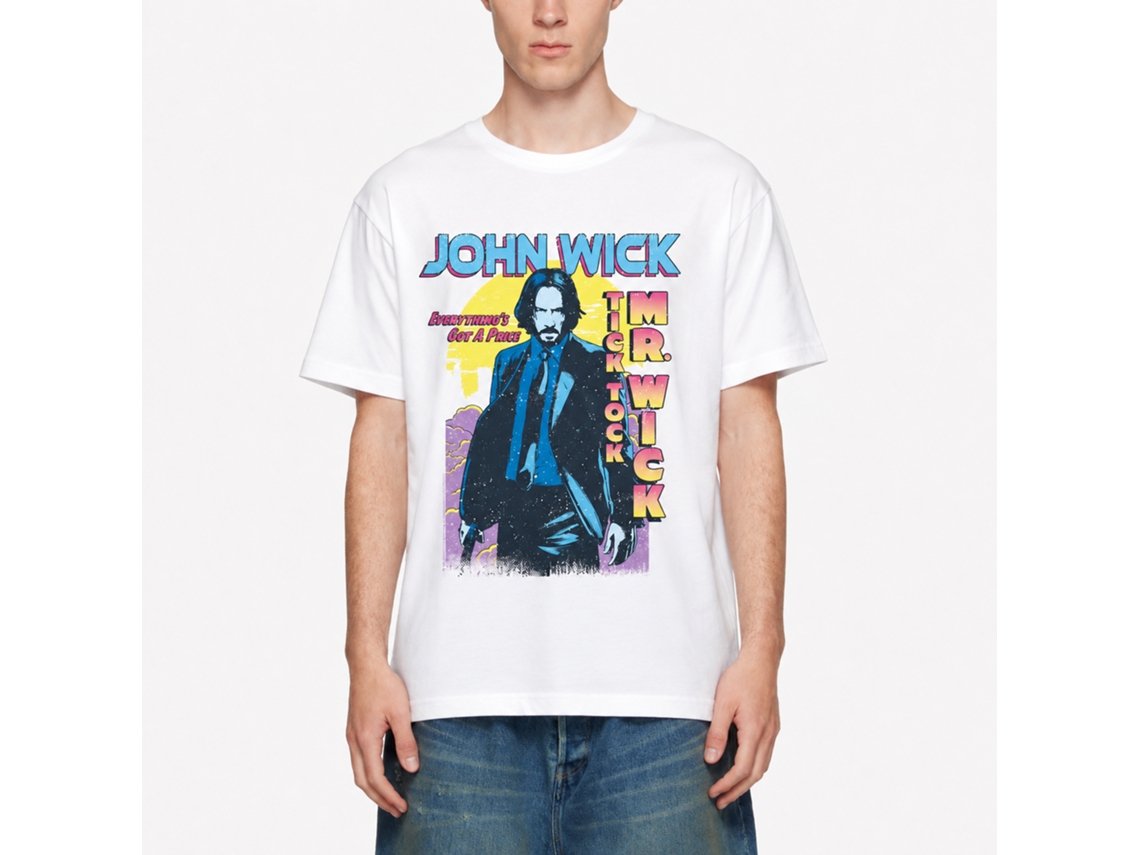 Rockinstone John Wick Tick Tock Mr Wick Gradient White Adult T-shirt Size:l