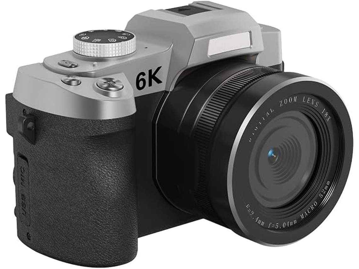 Câmera Digital 6k, Câmera Uhd Wifi De 84 Mp Com Zoom Óptico De 18x, Tela Flip De 3 Polegadas E Flash De 180° (preta)