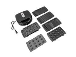 Panela grill elétrica 750W para waffles, donuts e paninis com placas removíveis e controlo de temperatura LAXISCREED