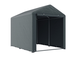 Barraca para Bicicletas e Motocicletas Ferramentas de 1,6x2,2x1,7 M com 2 Cômodos Porta com Zíper Impermeável Cinza Ge