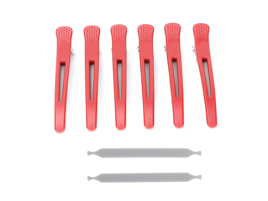 2026 6 Piezas de Pinças de Cabelo Profissionais Antiderrapantes com Ponta de Pato para Corte e Penteado (vermelho)