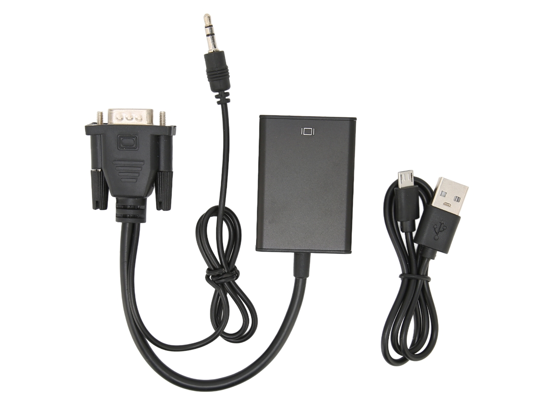 Aetheria adaptador Conversor Vga para Hdmi com Cabo Áudio 3.5mm Plug And Play 1080p para Tv Monitor Projetor