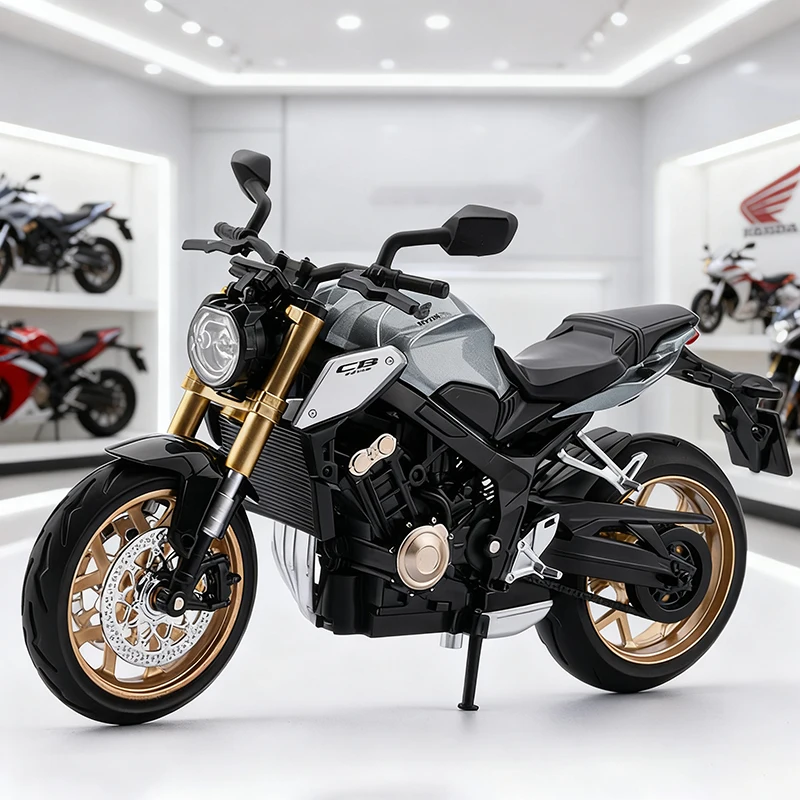 (cinza) Miniatura De Motocicleta Com Embreagem Elétrica Em Escala 1:12, Feita Em Metal Fundido, Para Colecionadores.