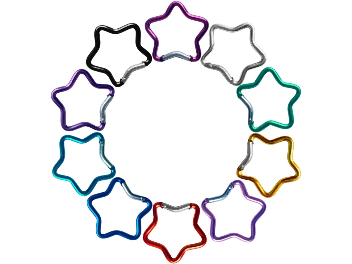 Mosquetão Em Formato Estrela, 10 Unidades, Compacto, Alumínio.